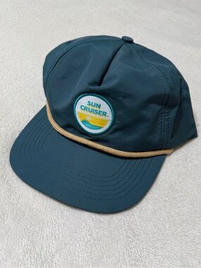 Sun Cruiser Teal Hat Snap Back Rope-Trim Cap NWOT